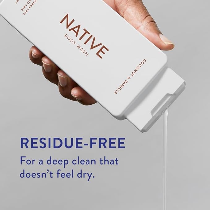 Native Body Wash Contains Naturally Derived Ingredients | For Women & Men, Sulfate, Paraben, & Dye Free Leaving Skin Soft and Hydrated | Coconut & Vanilla 18 oz - 2 Pk-Velvo Beauty