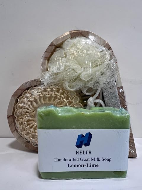 Spa Kit Birthday Box with Loofah Body Brush Lemon Lime Goat Milk Soap, Green-Velvo Beauty