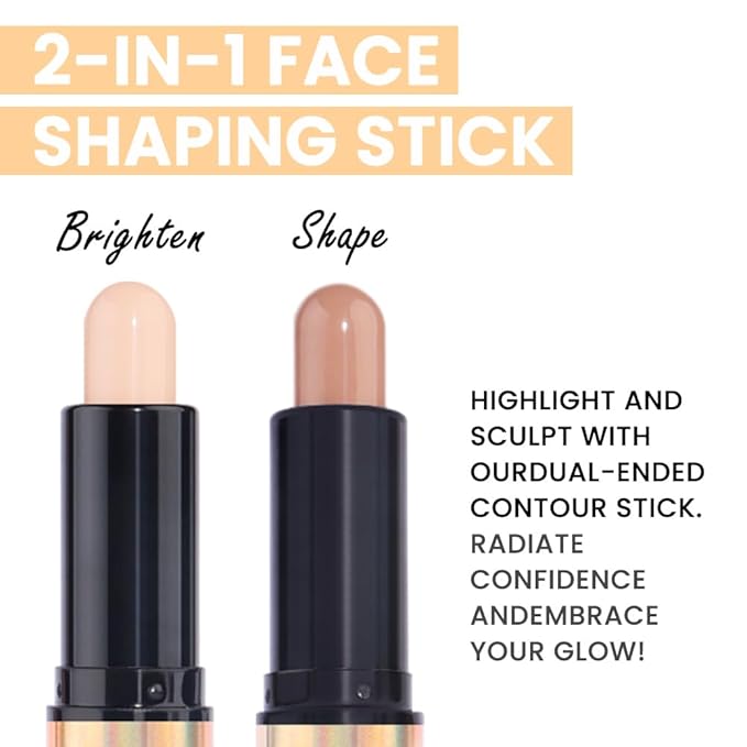 evpct 2in1 Face Shaping & Contouring Stick Cream Contour Concealer Bronzer Stick Makeup Kit for Beginner Face Highlighter Makeup Stick contorno maquillaje de maquillaje profesional,ORIGINAL Light-Velvo Beauty