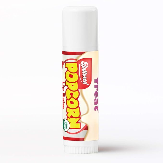 TREAT Jumbo Lip Balm, Organic & Cruelty Free (.50 OZ) (BUTTERED POPCORN BALM)-Velvo Beauty