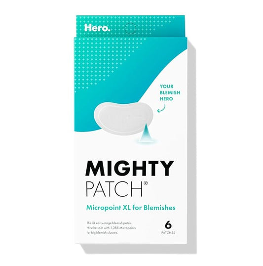 Mighty Patch Micropoint Large Hydrocolloid Pimple Patches for Face Blemishes from Hero Cosmetics, Acne Stickers for Early Stage Zits & Hidden Pimples, 1,385 Proprietary Micropoints, 6 Count-Velvo Beauty