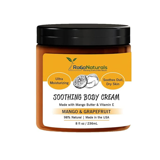 RaGaNaturals Natural Mango Butter Body Cream for Dry Skin for Women, Men - Tropical Plant-Based Hydrating Moisturizer with Avocado Oil and Vitamin E - Non-Greasy, Vegan, Cruelty-Free, Smell Good -8 Oz-Velvo Beauty