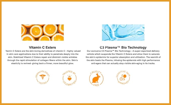 Serious Skincare Vitamin C Anti-Aging Facial Serum with Hydrolyzed Collagen - For Plump, Hydrated Skin - Brightening C3 Plasma Conditioner for Reducing Dark Spots, Fine Lines & Wrinkles 1 Fl Oz-Velvo Beauty