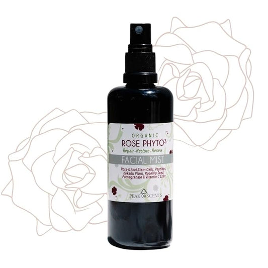 Organic & Vegan Rose Phyto³ Water Facial Spray - Moisturizing Face Mist & Setting Spray, Soothing, Hydrating Mist Rose Water For Face - Great for Facial Massaging (4 oz)-Velvo Beauty
