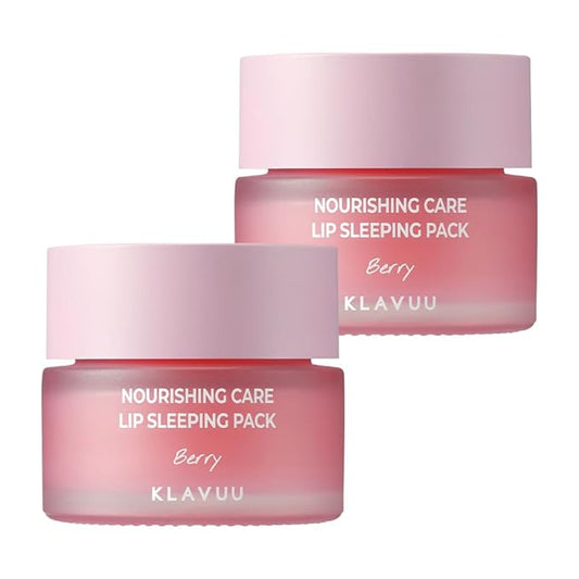 Klavuu Nourishing Care Lip Sleeping Pack(Berry & Berry) - Overnight Exfoliating & Nourishing Lip Treatment Balm for Dry Lips - Natural Moisturizing Lip Oil - Lip Balm to Repair & Protect Lips-Velvo Beauty
