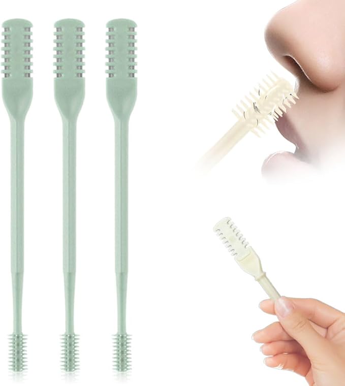 Nasal Hair Cutter, 2025 Upgraded Double Sided Noses Hairs Knife, 360° Rotating Portable Manual Nose Hair Trimmer, Noses Hairs Remover for Women Men Travel Essentials (Light Green, 3 Pcs)-Velvo Beauty