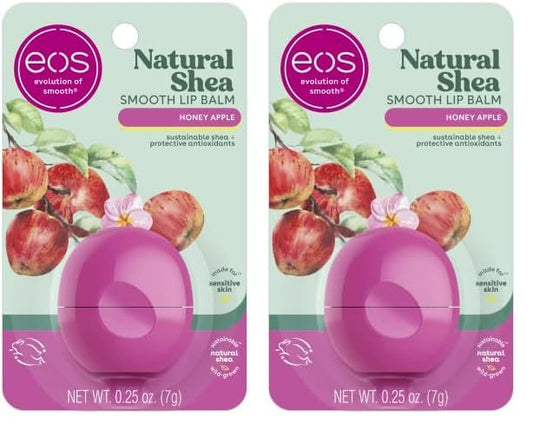 eos Natural Shea Lip Balm- Honey Apple, All-Day Moisture, Made for Sensitive Skin, Shea Lip Care Products, 0.25 oz (Pack of 2)-Velvo Beauty
