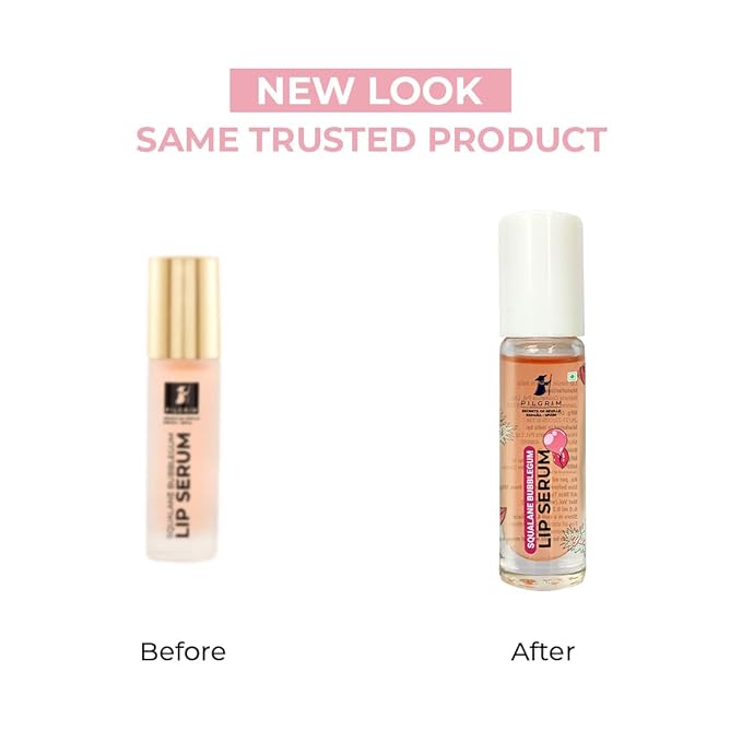 Pilgrim Squalane Bubblegum Lip Serum | Enriched with Shea Butter & Pomegranate Extract | Hydrating Lip Plumper Serum | Repairs Cracked Lips | Reveals Soft & Glossy Lips | 0.20 Fl Oz/6ml-Velvo Beauty
