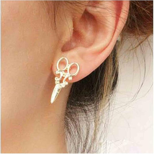 Punk Scissors Stud Earrings Gold Barber Earrings Minimalist Petite Earrings Personalized Earrings for Women and Girls Hair Stylist Gifts-Velvo Beauty