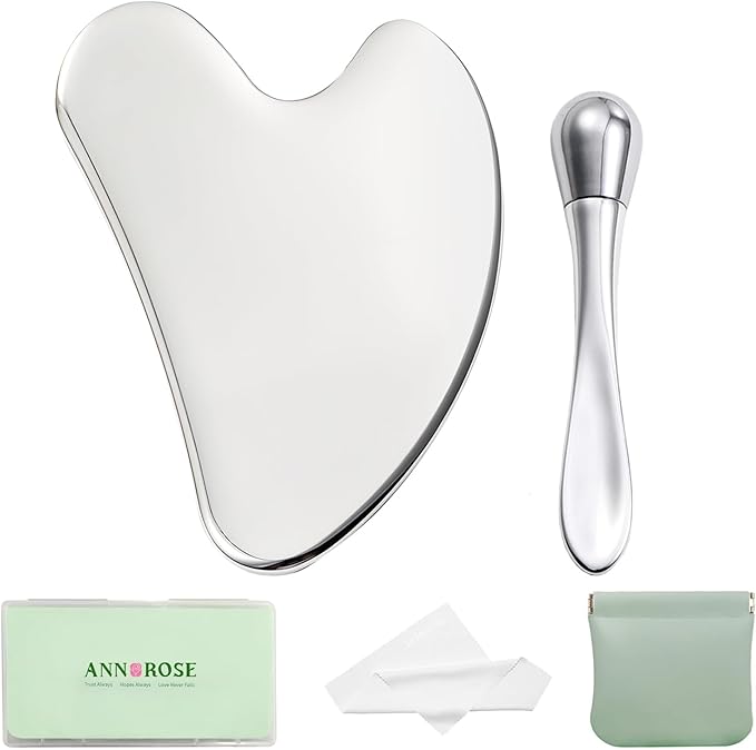 Stainless Steel GuaSha & Eye Cream Applicator Facial Tools, Metal Guasha for Face Neck, Eye Massager Tool, Lymphatic Drainage Face Massage Tool, Skin Care Gift-Velvo Beauty