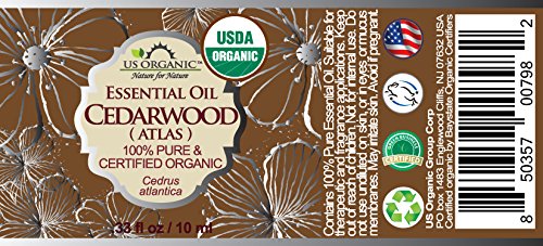 US Organic 100% Pure Cedarwood Essential Oil (Atlas) - USDA Certified Organic, Steam Distilled (More Size Variations Available) (10 ml / .33 fl oz)-Velvo Beauty
