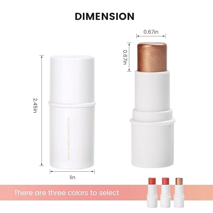 Cream Blush Stick for Cheek and Lip Tint, Multi Use as Highlighter Makeup and Blush Stick for Older Women & Mature Skin(#3 Brighten)-Velvo Beauty