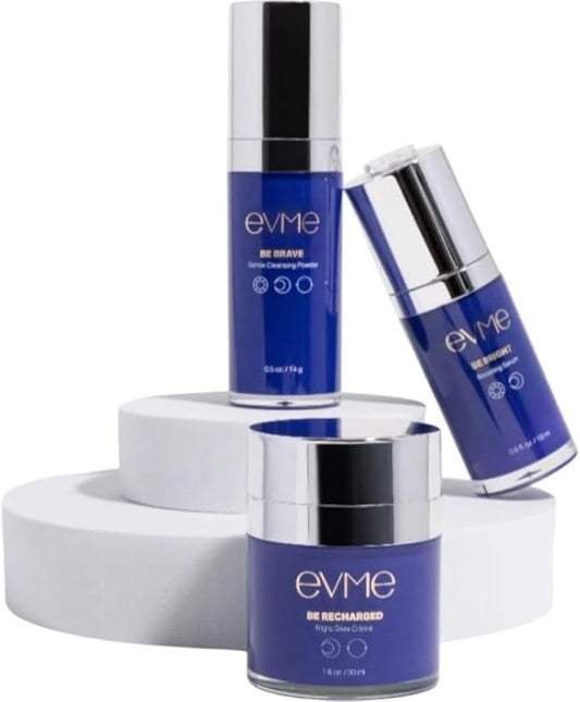 Evme Skincare Kit – Gentle Cleanser, Hydrating Serum & Night Cream – Nourishing for Sensitive Skin, Aiming for Sans-allergenic, Dermatologist-Tested, Fragrance-Free, Made in USA-Velvo Beauty