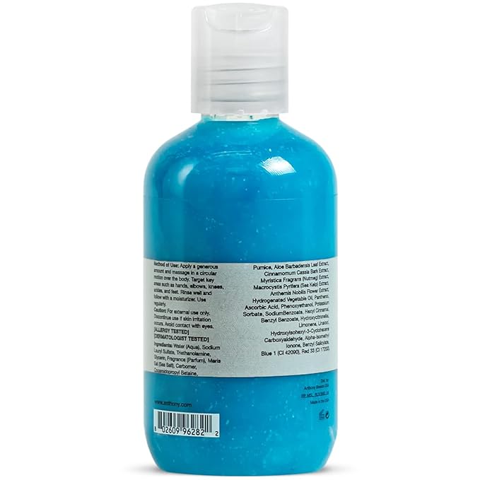 Anthony Exfoliating Body Scrub – Sea Salt, Vitamin C, And Aloe Vera Deep Cleans, Smooths Rough Patches & Soothes and Protects Skin – Blue Sea Kelp Body Wash 3.4 Fl Oz-Velvo Beauty