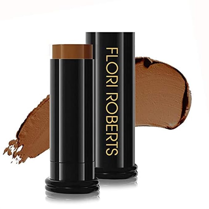 Base Strokes Crème Foundation Stick by Flori Roberts, Full Coverage for Women of Color or Deeper Skin Tones, Long Lasting Makeup, Natural Finish, Complexion Concealer & Corrector-Velvo Beauty