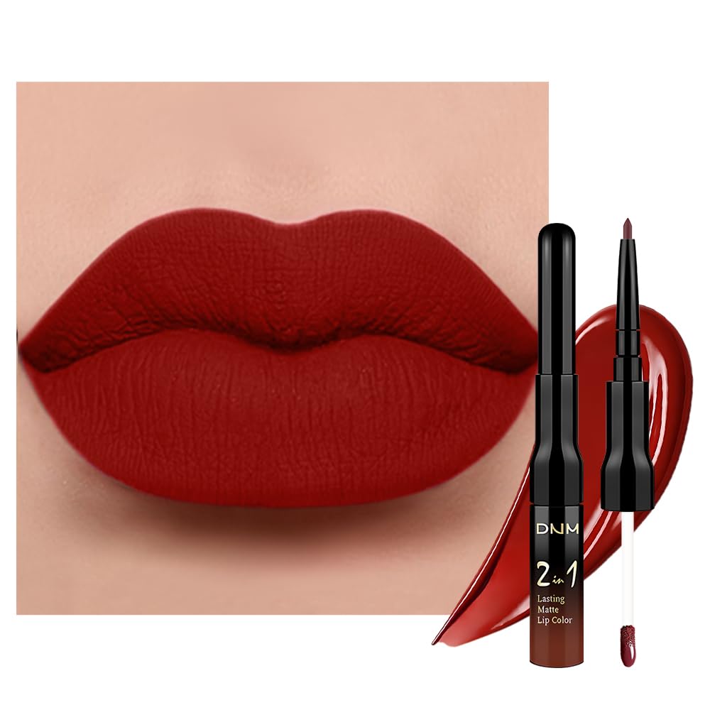 evpct 1Pcs Dark Oxblood Red Matte Lip Liner and Liquid Lipstick Stain Makeup Set for women, Red Long Lasting Smudge Proof Lipstick labiales matte mate larga duracion listip 24 hours originales,15#-Velvo Beauty