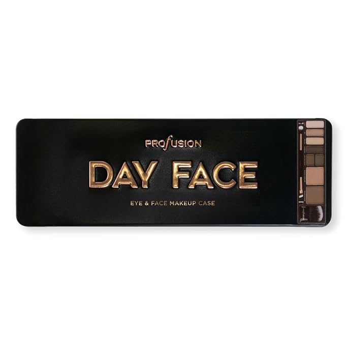 Profusion Cosmetics Day Face Pro Makeup Case - 8 Shades Palette with Brushes for Perfect Daytime Looks-Velvo Beauty