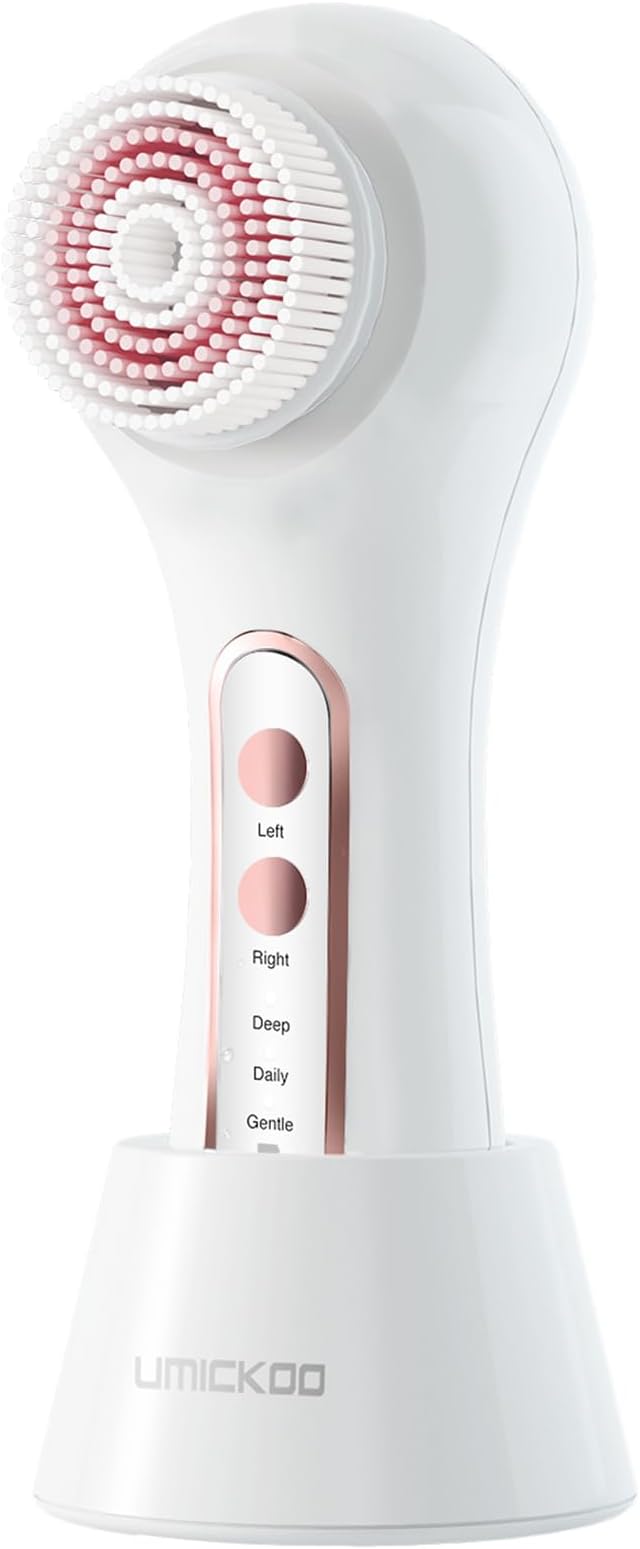 Face Scrubber Exfoliator,Facial Cleansing Brushes Rechargeable IPX7 Waterproof with 5 Brush Heads,Electric Face Spin Brush for Exfoliating, Massaging and Deep Cleansing (White)-Velvo Beauty