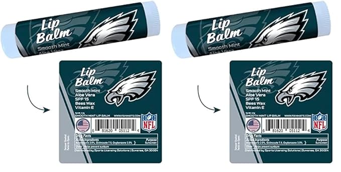 FANMATS 34728 Philadelphia Eagles Smooth Mint SPF 15 Lip Balm (Pack of 2)-Velvo Beauty