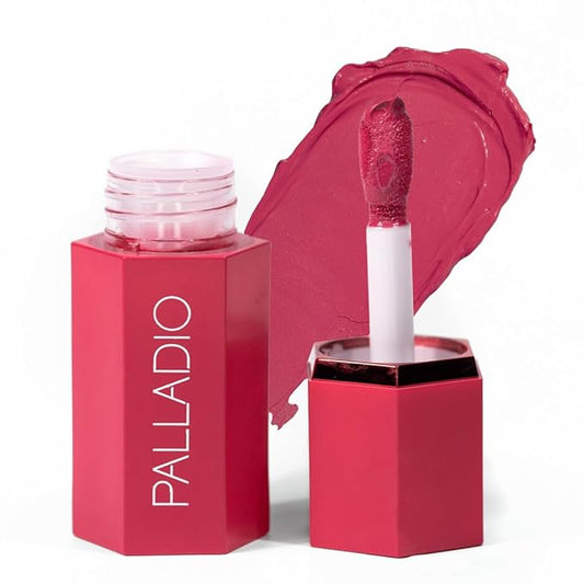 Palladio Liquid Blush for Cheeks & Lips 2-in-1 Makeup Face Blush, Weightless Cream Formula, Smudge Proof Long-Wearing Pigmented Blush, Natural Look Makeup Face Blushes, Dewy Finish, Deep Fuchsia-Velvo Beauty