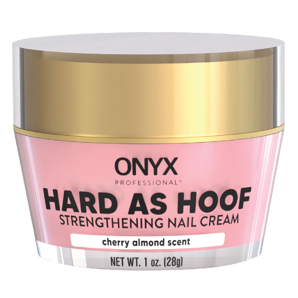 Onyx Professional Hard as Hoof Nail Strengthening Cream, Cherry Almond Scent - Made in USA, Nail Growth & Conditioning Cuticle Cream Stops Splits, Chips, Cracks & Strengthens Nails, 1 oz-Velvo Beauty