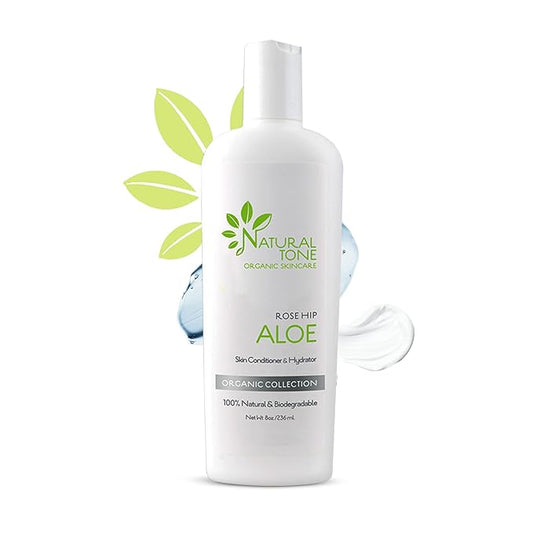 Natural Tone Organic Skincare Rosehip Aloe Lotion, Everyday Skin Conditioner and Hydrator Lotion 8oz-Velvo Beauty
