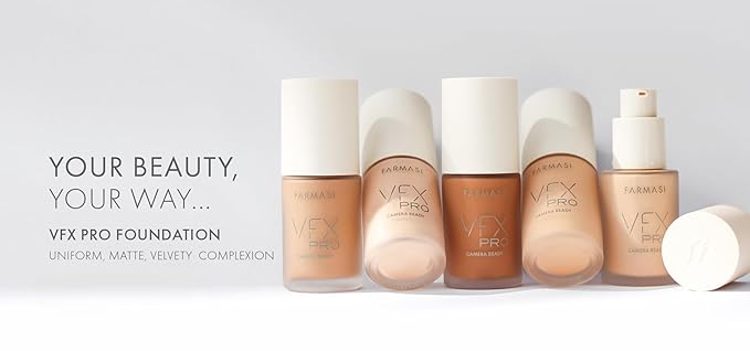 FARMASi Vfx Pro Foundation, Full Coverage Liquid Cream, Lightweight Long Lasting Coverage, Breathable Skin Moisturizer with Color True Matte Blending, Face Makeup, 1 fl. oz / 30 ml - Cool Light 02-Velvo Beauty