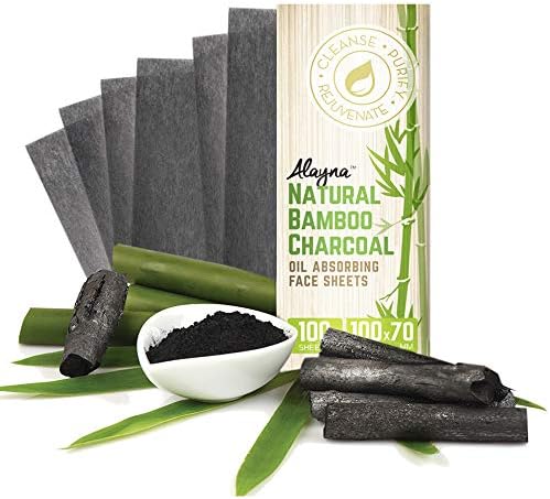 Oil Blotting Sheets for Face Natural Bamboo Charcoal Blotting Paper for Oily Skin Oil Absorbing Tissues Beauty Blotters Remove Excess Shine Organic Blot Papers For Facial Make Up & Skin Care 6 Pack-Velvo Beauty