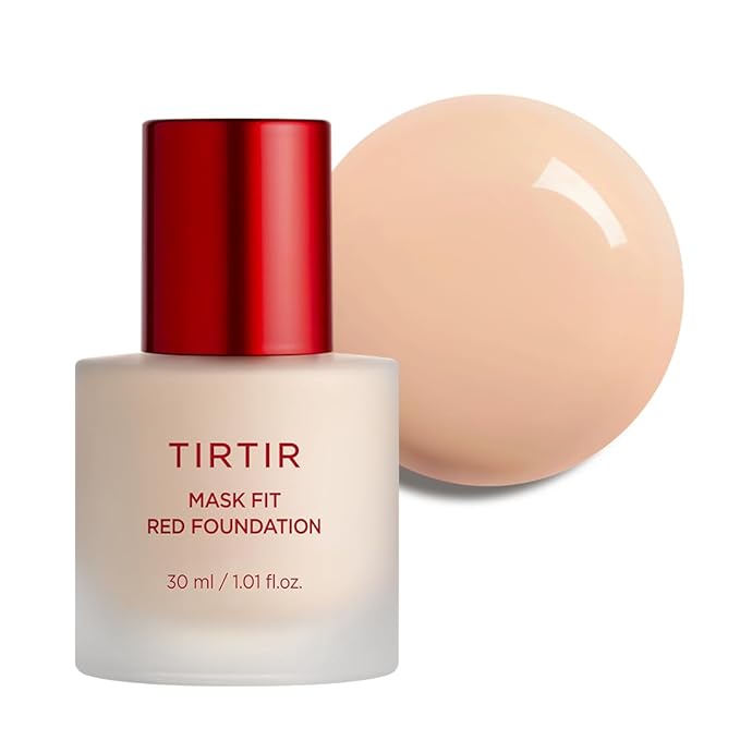 TIRTIR Mask Fit Red FoundationㅣLong Lasting Flawless Coverage, Energy Essence, Lightweight, Hydrating, Pore-Blurring, Breathable Satin Finish, Makeup, Radiant Skin, #21C Cool Ivory, 1.01 Fl Oz-Velvo Beauty