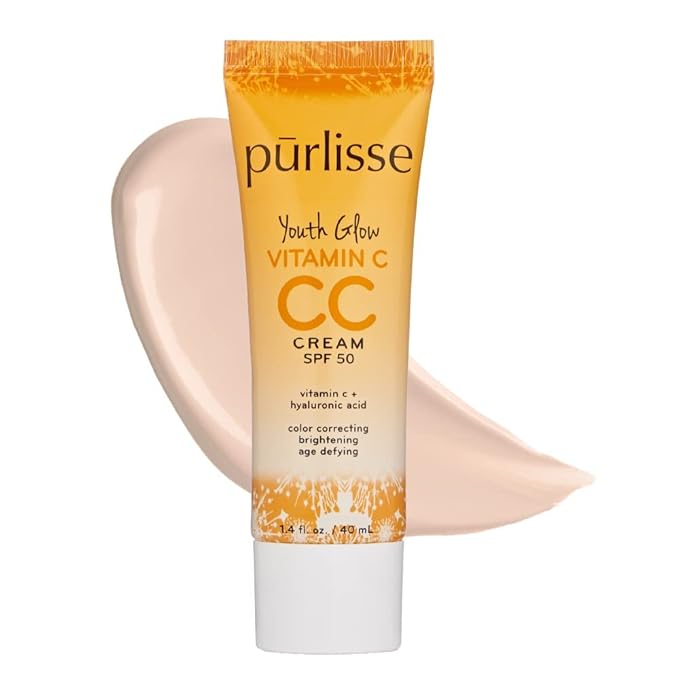 pürlisse Youth Glow Vitamin C CC Cream with SPF 50 - Color Corrector Enriched with Sea Buckthorn, Vitamin C & Hyaluronic Acid - Boosts Radiance & Youthfulness - Paraben-Free - Fair (1.4 oz)-Velvo Beauty