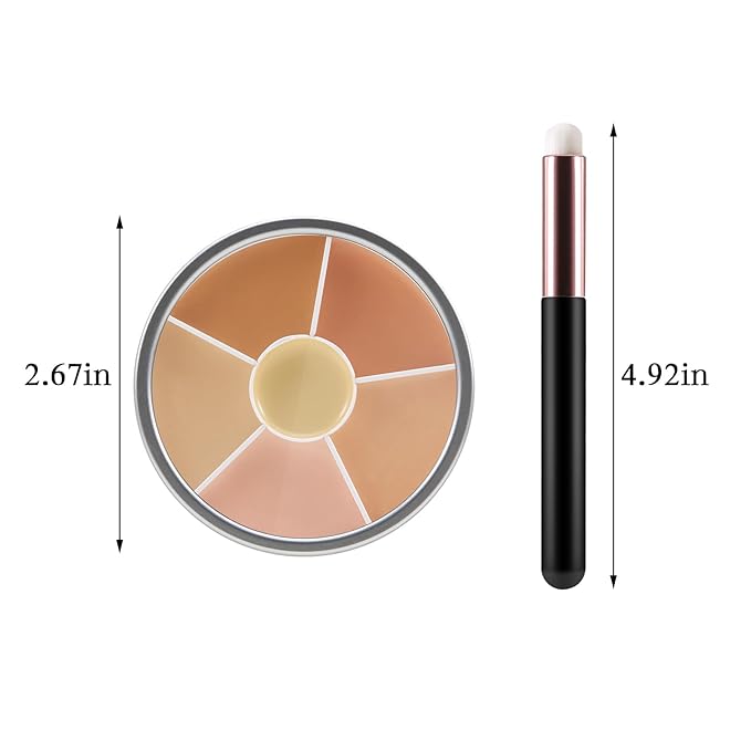 6 Colors Concealer Palette with Brush,Full Coverage,Cream Contouring Makeup Kit,Corrects Dark Circles Red Marks Scars-Velvo Beauty