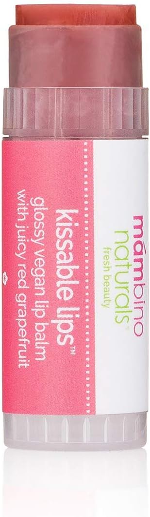 Mambino Organics Kissable Lip Balm, Moisturizing Glossy Vegan Lips, Juicy Red Grapefruit, 7 g-Velvo Beauty