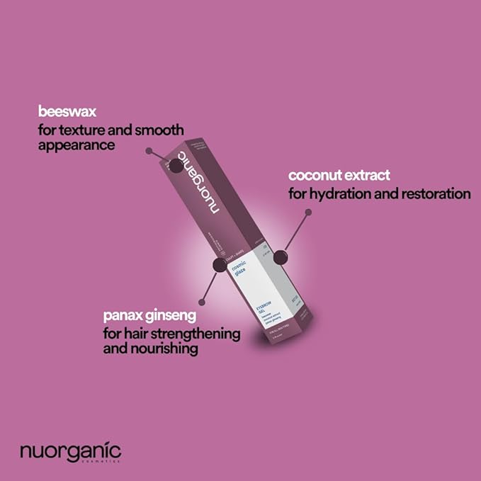 Nuorganic Brow Gel Clear - 6ml Natural Eyebrow Gel Clear, for Brow Growth | Vegan & Cruelty-Free Eyebrow Gel, Infused with Beeswax and Coconut Extract for Sculpting and Nourishing Brows-Velvo Beauty