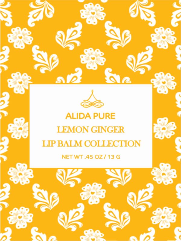 Lemon Ginger Lip Balm Collection, Vegan Lip Balm Set, Bees Wax Free, with Avocado Oil, Organic Jojoba Oil, Vitamin E, Natural Moisturizer For Dry, Cracked, or Chapped Lips, 3 Tube Set-Velvo Beauty