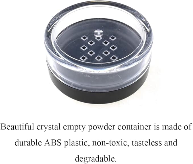 HAHIYO 4pcs 10ml/0.34oz Plastic Empty Travel Compact Case Makeup Cosmetic Jar Refillable Powder Box No Leak Holder with Common Sifter and Black Screw Lid-Velvo Beauty