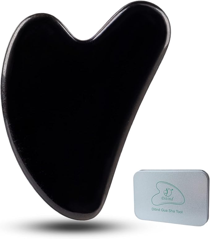 Ditind Gua Sha Facial Tools, Black Obsidian Gua Sha Massage Tool, Natural Jade Guasha Tool for Face and Body Skin Massage. Gua Sha Set for SPA Acupuncture Therapy, Trigger Point Treatment.-Velvo Beauty