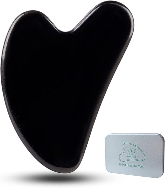 Ditind Gua Sha Facial Tools, Black Obsidian Gua Sha Massage Tool, Natural Jade Guasha Tool for Face and Body Skin Massage. Gua Sha Set for SPA Acupuncture Therapy, Trigger Point Treatment.-Velvo Beauty