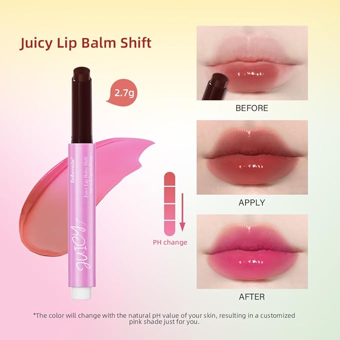 Juicy Lip Balm Shift, Slick Click pH Color Changing Lipstick Hydrating & Moisturizing Color Changing Lip Gloss,Nourishing Lip Care,Lips Moisturizer,Plumping Non-Sticky Sheer Tinted Lip Balm (SET A)-Velvo Beauty