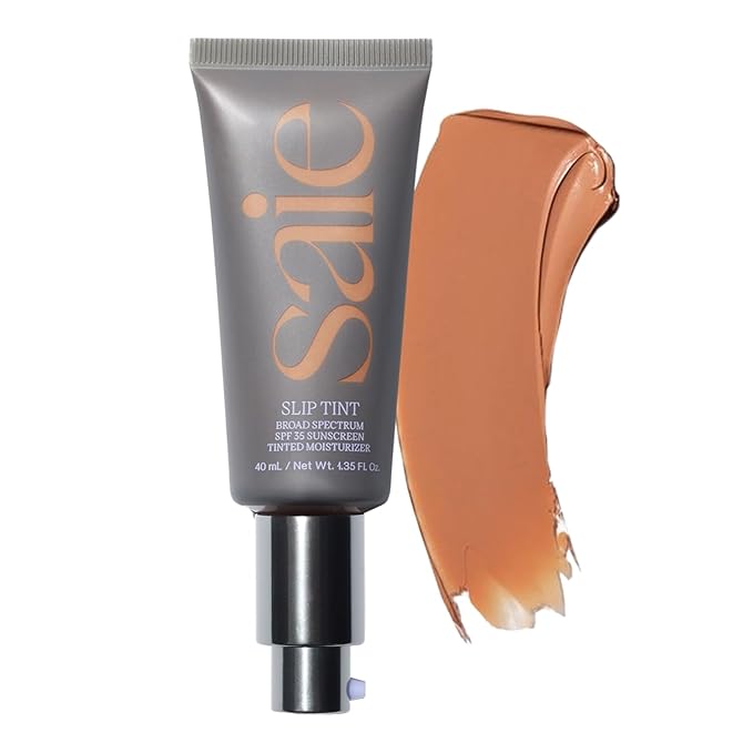 Saie Slip Tint Tinted Moisturizer with SPF 35 - Light Coverage, Glowy Skin Tint & Mineral Sunscreen for Face with Hydrating Hyaluronic Acid - Summer Makeup Essential - Shade Five (1.35 oz)-Velvo Beauty