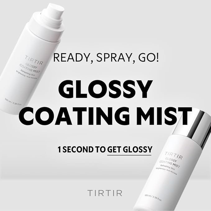TIRTIR Glossy Coating Mist 3.38 fl. oz, Illuminating Polyglutamic Acid Face Mist for Fresh, Glowing Skin,Cooling, Soothing, Makeup Prep Spray-Velvo Beauty