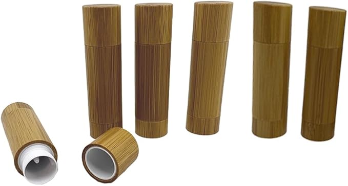 Bamboo Empty Lip Balm Containers 5.5g 6 Pack,Refillable DIY Lip Balm Tube Containers with Clear PP Plastic Inner,Lip Gloss Tubes Chapstick Holder for DIY Cosmetic Samples Deodorant-Velvo Beauty