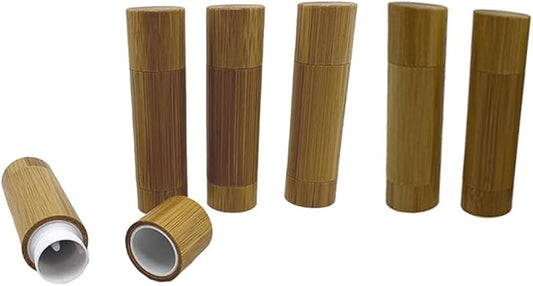 Bamboo Empty Lip Balm Containers 5.5g 6 Pack,Refillable DIY Lip Balm Tube Containers with Clear PP Plastic Inner,Lip Gloss Tubes Chapstick Holder for DIY Cosmetic Samples Deodorant-Velvo Beauty