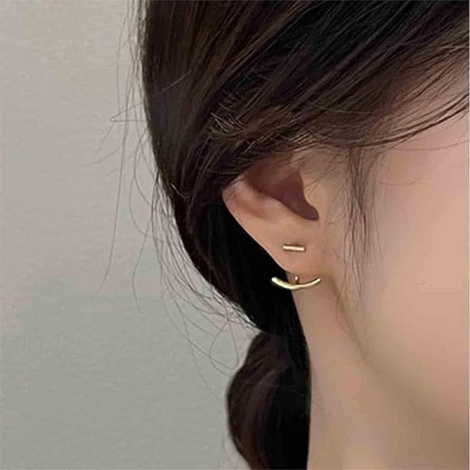 Boho Bar Ear Jacket Earrings Gold Stick Studs Earrings Minimalist Geometric Earrings Bar Ear Crawlers Earrings Jewelry for Women and Girls-Velvo Beauty