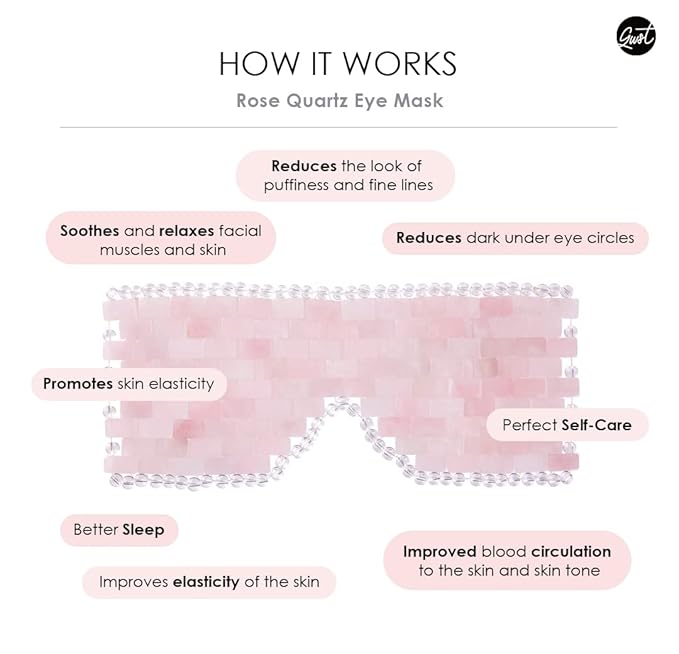 [glowiest] Rose Quartz Eye Mask: 100% Real Stone Eye Mask to improve Fine Lines, Puffiness and Irritation | For Hot & Cold Anti-Aging Therapy-Velvo Beauty