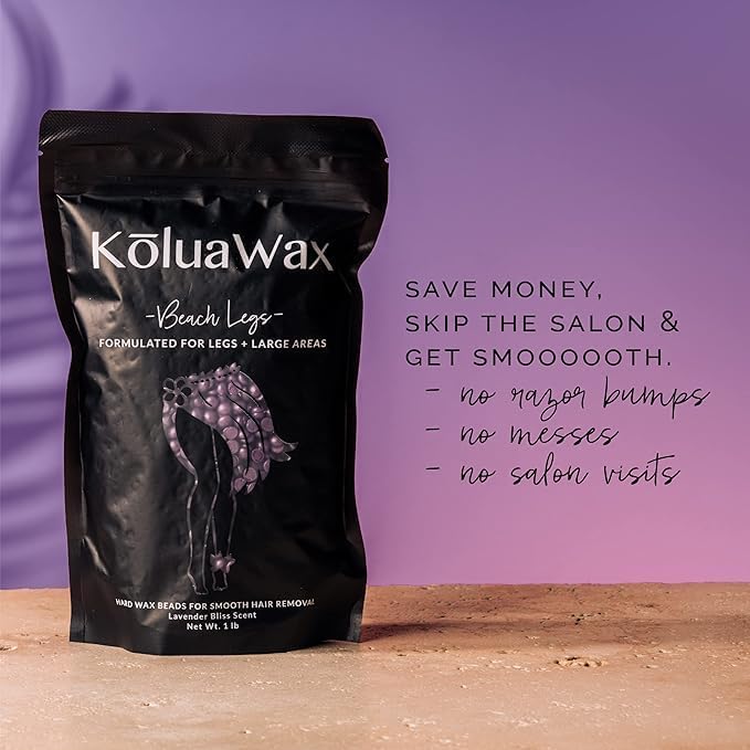 KoluaWax Hard Wax Beads for Hair Removal – Coarse Hair Formula – Face, Brazilian, Underarms, Back Chest, Bikini Waxing – Lavender Bliss, 1lb Refill for Wax Warmers & 10 Large Applicator Sticks-Velvo Beauty