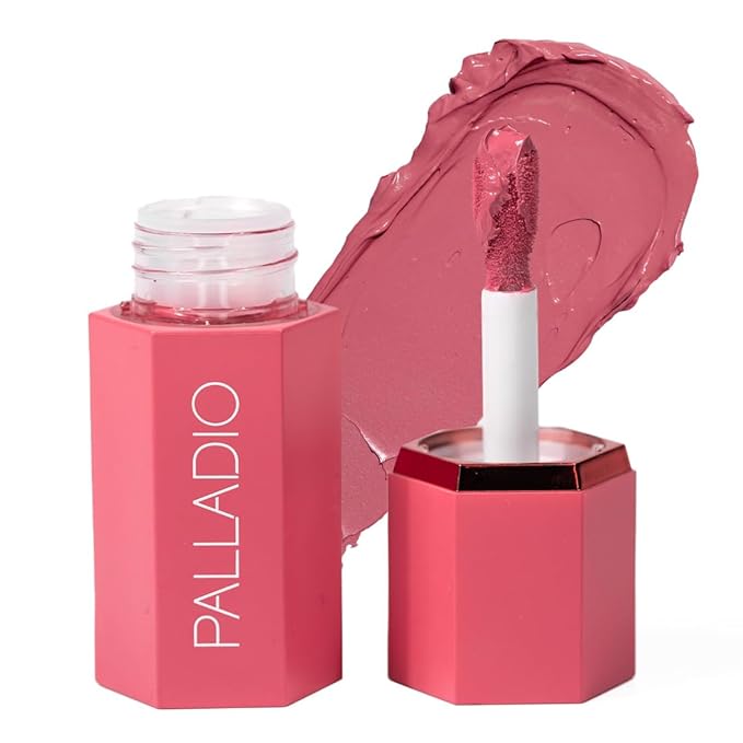 Palladio Liquid Blush for Cheeks & Lips 2-in-1 Makeup Face Blush, Weightless Cream Formula, Smudge Proof Long-Wearing Pigmented Blush, Natural Look Makeup Face Blushes, Dewy Finish, Cool Pink-Velvo Beauty