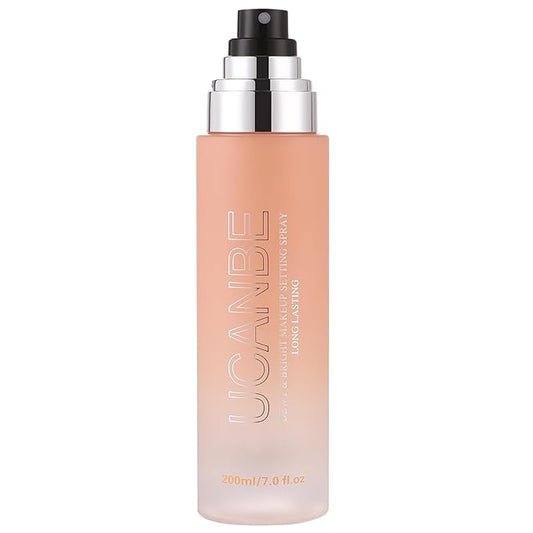 UCANBE Dewy Makeup Setting Spray, Moisturizing Finishing Spray Long Lasting Face Mist, Lightweight Hydrate Make Up Spray for Natural Glow, 7 Fl Oz Large Size-Velvo Beauty