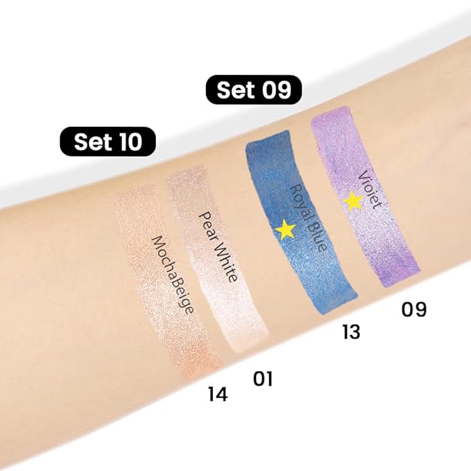 Kaely 2Pcs Cream Eyeshadow Stick Set for Eyes,Vioiet & Royal Blue Shimmer Pen,Eye Brightener Halloween Makeup,sombras para ojos,Smooth Eye Shadow Highlighter Crayon Pencil Waterproof,09+13-Velvo Beauty