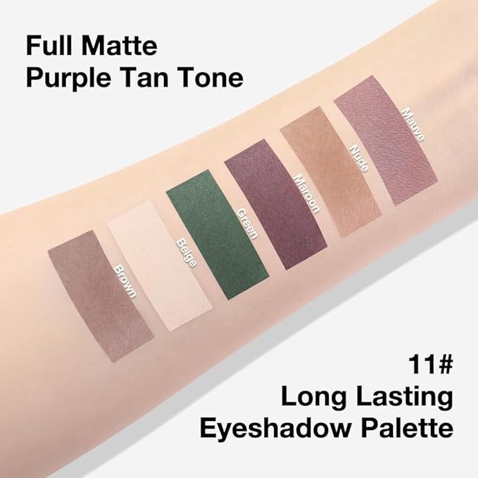 evpct 6 Colors Mauve Eyeshadow Palette, Mauve Taupe Rosy Brown Eggplant Purple Forest Green Vanilla Nude Brown Matte High Pigment Mini Travel Eye Shadow Palette Makeup for Older Women, Built in Mirror-Velvo Beauty