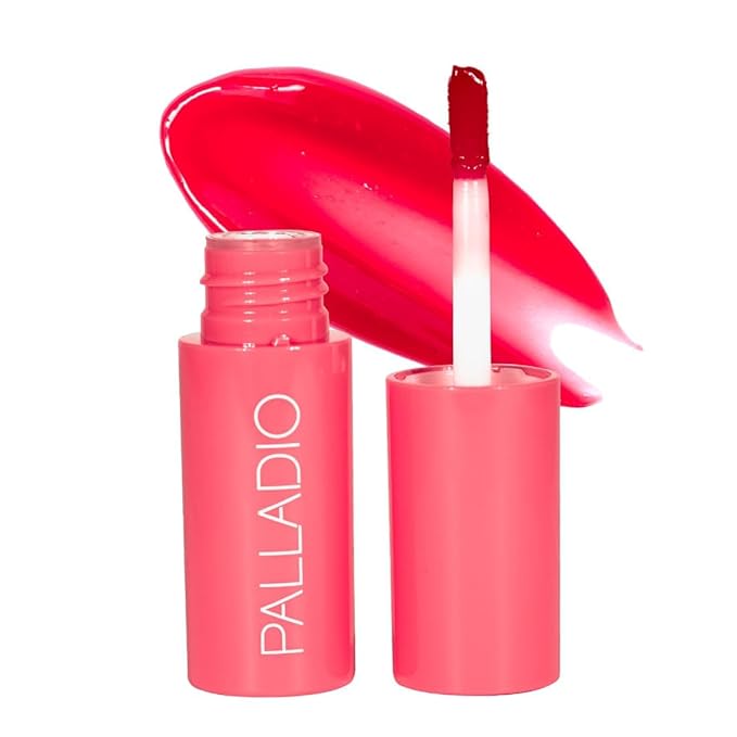 Palladio Jelly Tint, Liquid Stain for Cheeks & Lips, Vivid Color Lip Stain, Lightweight Non-Sticky and Transfer-proof, Natural Finish Makeup, Strawberry Sugar-Velvo Beauty